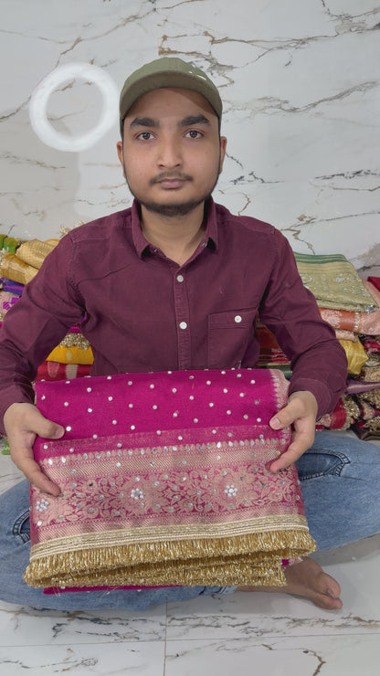 Banarasi Soft Tissue Silk Saree With Mirror Work