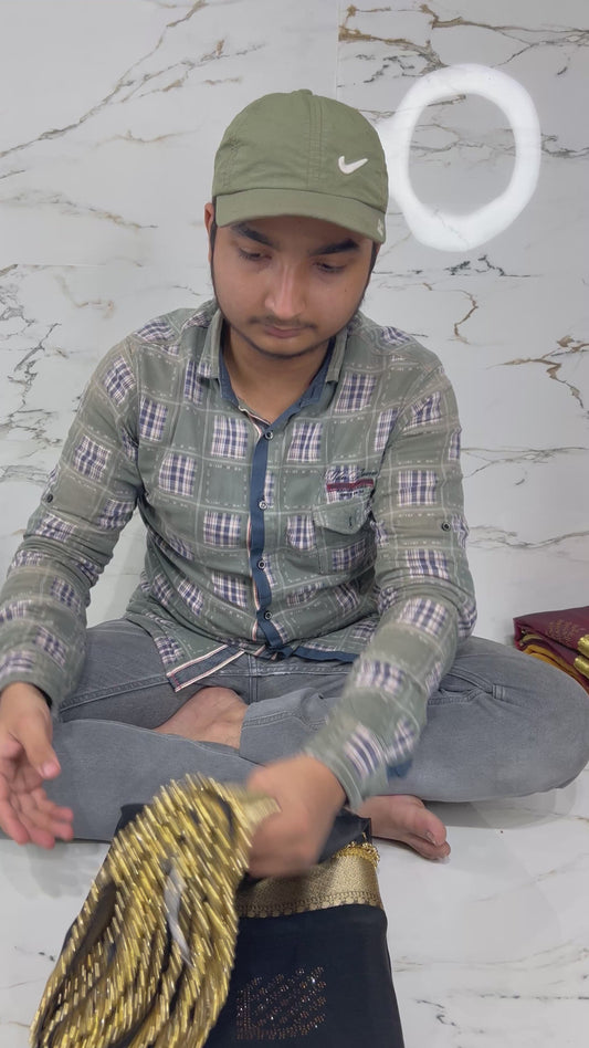 Banarasi Handloom Soft Tissue Silk Saree With Stone Work