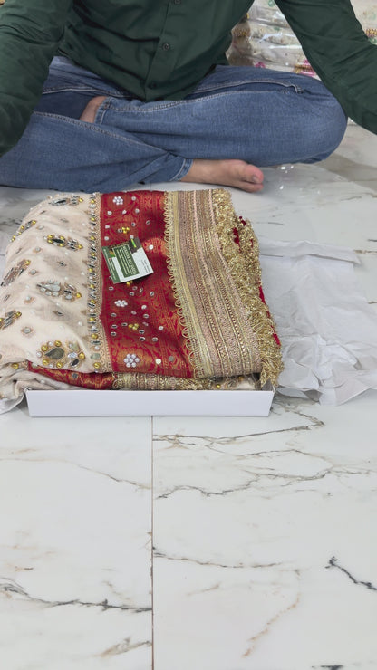 Banarasi Soft Warm Silk Saree With Mirror and Pearl Work