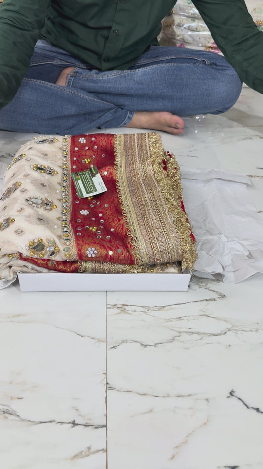 Banarasi Soft Warm Silk Saree With Mirror and Pearl Work