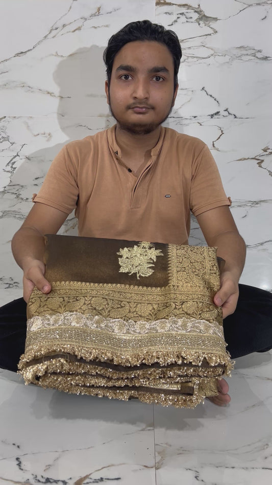 Banarasi Handloom Soft Tissue Silk Saree With Embroidery work