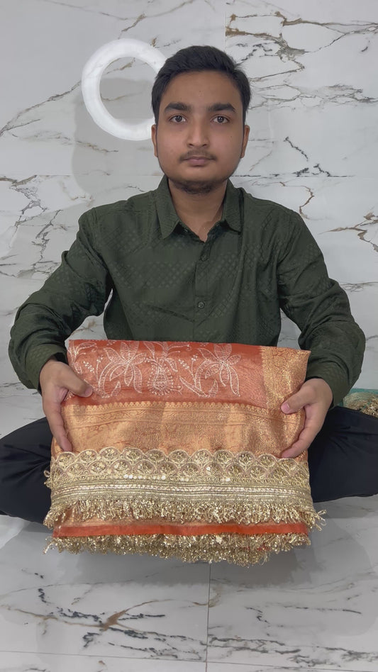 Banarasi Soft Tissue Silk Saree With Embroidery Work