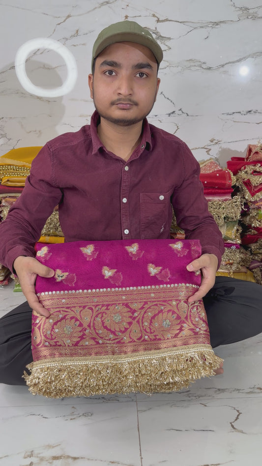 Banarasi Soft Tissue Silk Saree With Mirror work