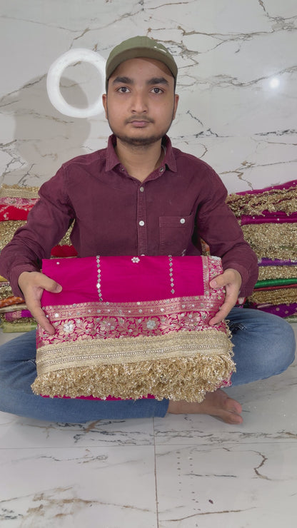 Banarasi Soft Warm Silk Saree With Mirror And Pearl Work