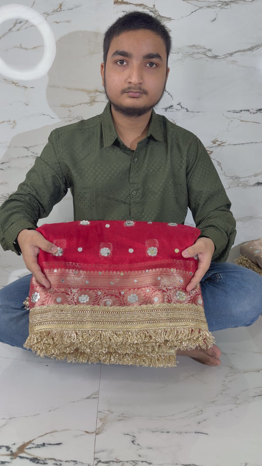 Banarasi Mirror Work Tissue Silk Saree