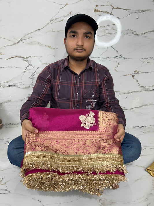 Banarasi Handloom Soft Tissue Silk Saree With Embroidery Work