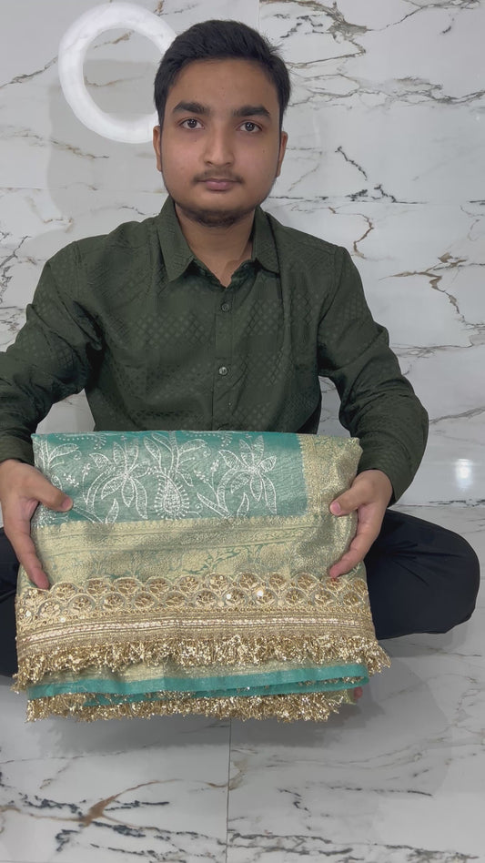 Banarasi Soft Tissue Silk Saree With Embroidery Work