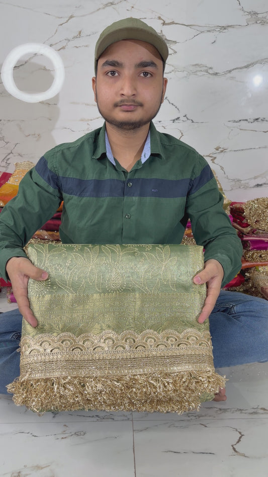 Banarasi Soft Tissue Silk Saree With Embroidery Work