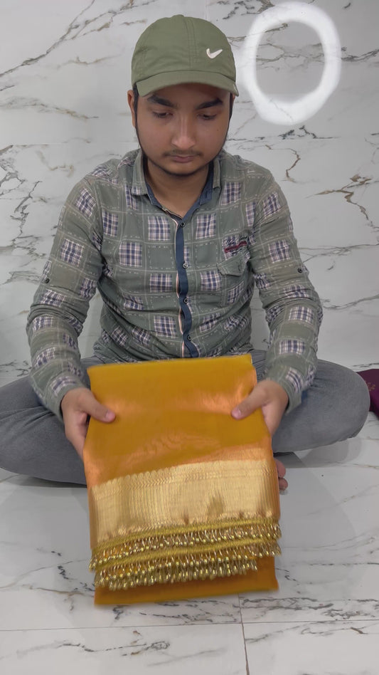 Banarasi Handloom Soft Tissue Silk Saree With Stone Work