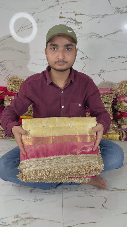 Banarasi Soft Tissue Silk Saree With Mirror Work and Pearl Work
