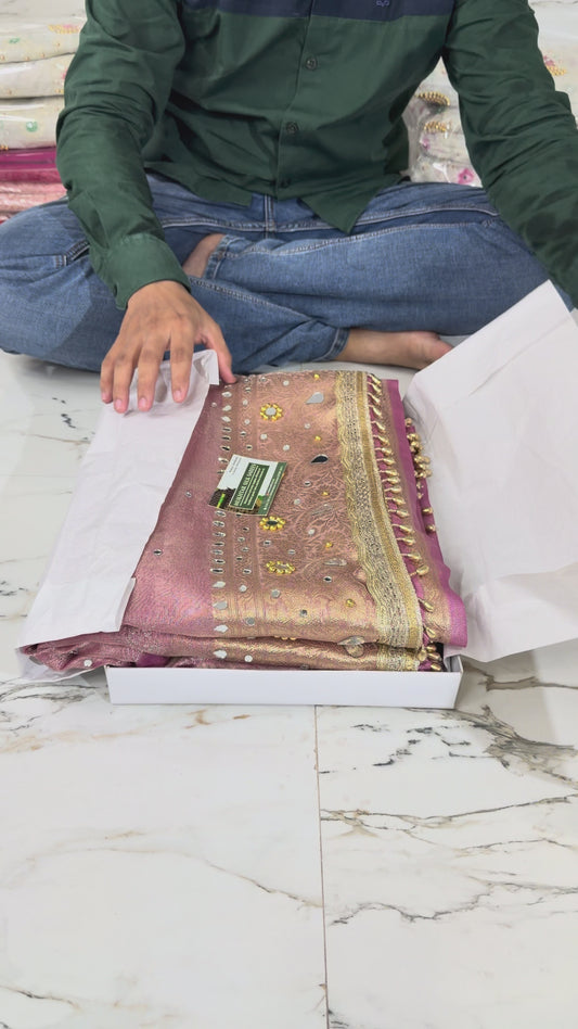 Banarasi Soft Tissue Silk Saree With Mirror And Ghunghroo Work